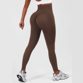 Women High Waisted Leggings, Tummy Control Pants, Full Length Soft Stretchy Yoga Pants (Color: Coffee, size: M)