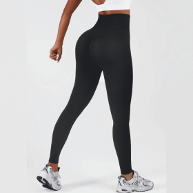 Women High Waisted Leggings, Tummy Control Pants, Full Length Soft Stretchy Yoga Pants (Color: BLACK, size: S)