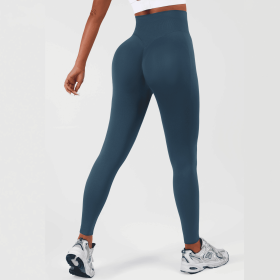 Women High Waisted Leggings, Tummy Control Pants, Full Length Soft Stretchy Yoga Pants (Color: Navy Blue, size: L)