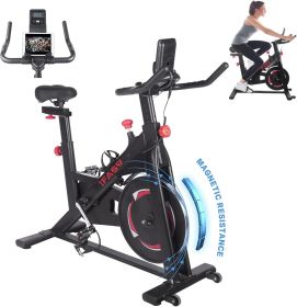 Stationary Bikes for Home Indoor Exercise Bike with LCD Monitor and Comfortable Seat Cushion for Home Gym Cardio Fitness Training (Color: BLACK)